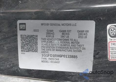 2023 Chevrolet Camaro Rwd 2Lt z USA, uszkodzony, nr VIN 1G1FD1RX6P0133885